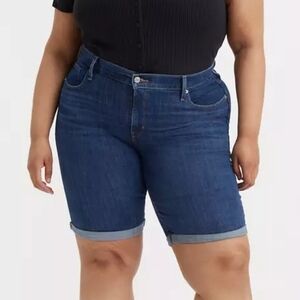 Levis Classic Bermuda Womens Shorts Plus Size 16W Lapis Midnight Blue Cuffed